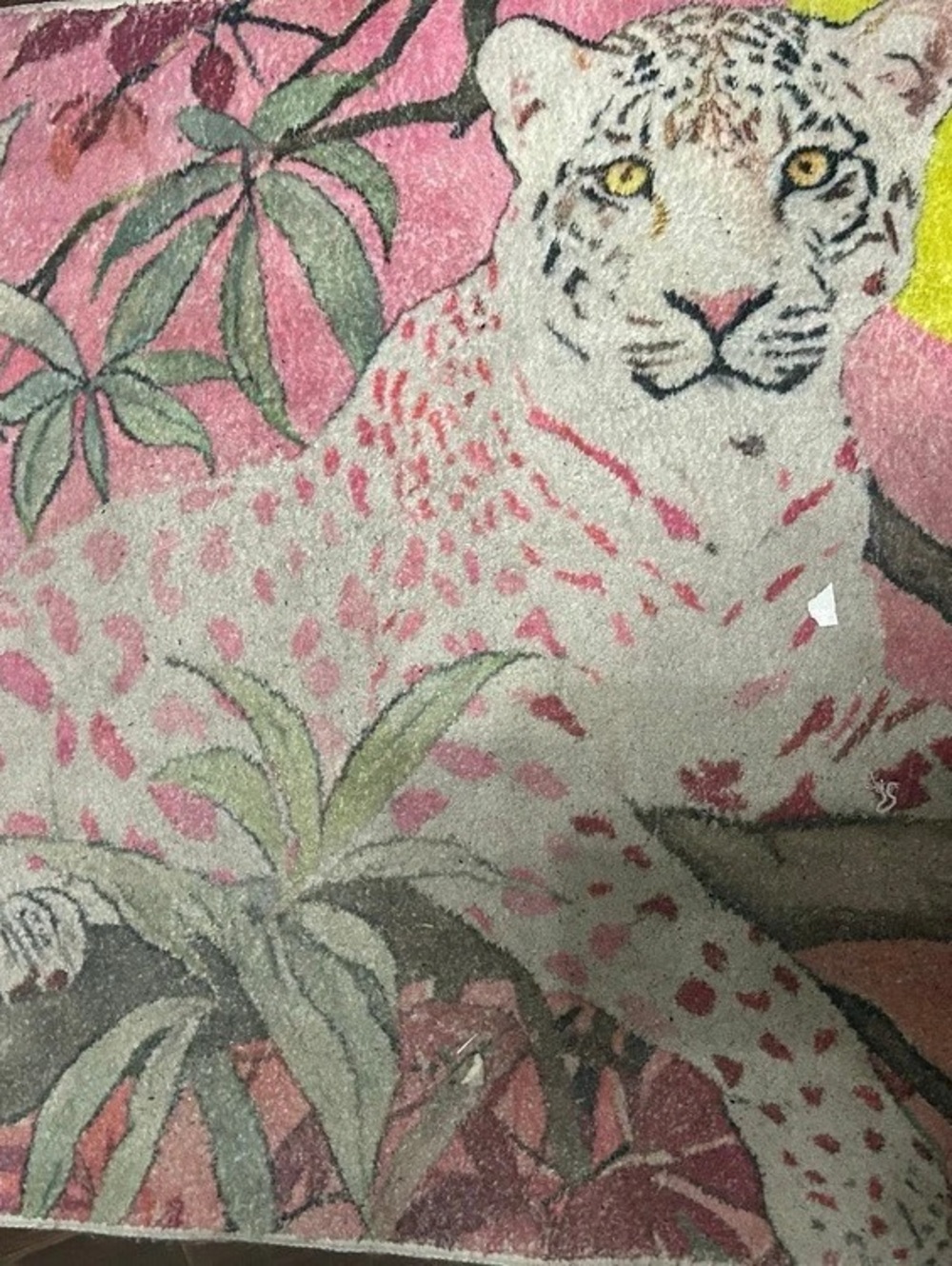 Pink Green Leopard Jungle Art Print